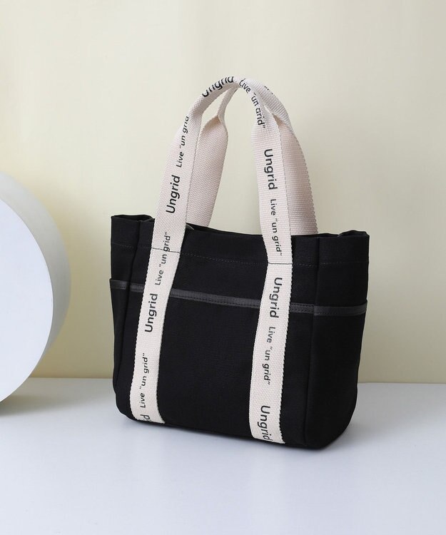 style code 【Ungrid/アングリッド】キャンバス ロゴテープミニトートバッグ BLK/IVO7603
