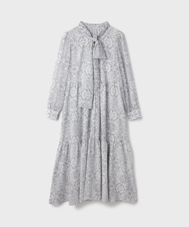 GRACE CONTINENTAL ダマスク柄風プリントワンピース グレー