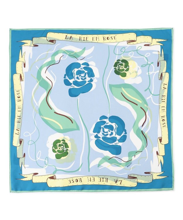 23区 manipuri コラージュローズ シルク スカーフ ブルー系