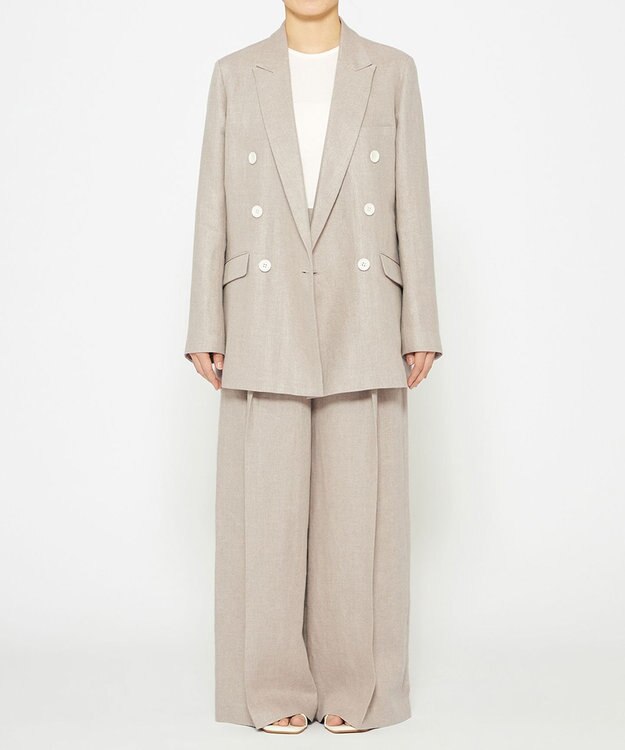 uncrave ヘリンボーン リネン ワイドパンツ（uncrave WHITE） フラックスA