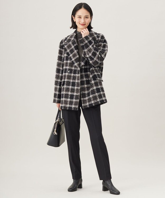 自由区 【撥水加工・洗える】TRギャバ裏起毛テーパード パンツ ブラック