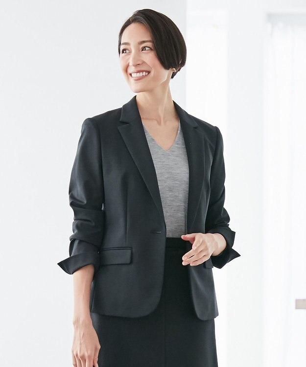 自由区 【Sサイズ有】360°FREEウォッシャブル テーラードジャケット ネイビー系