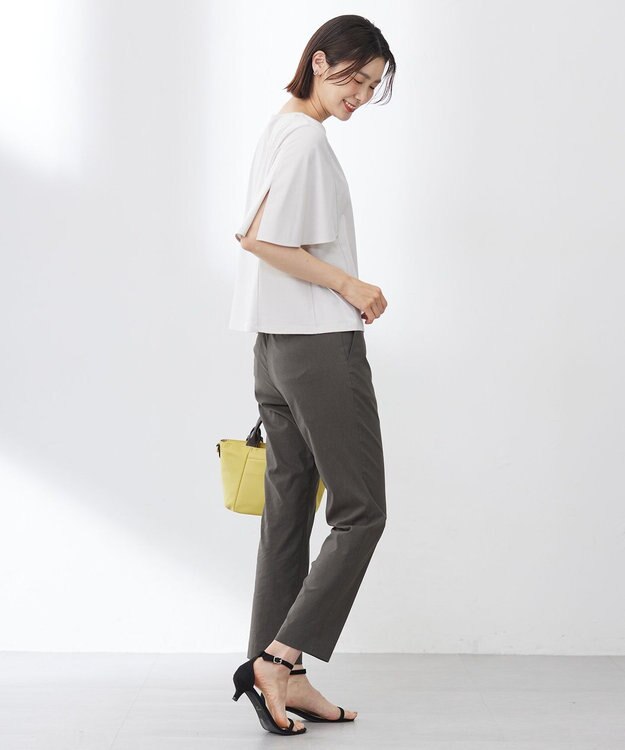 J.PRESS LADIES 【洗える・接触冷感】プレーティングジャージー ケープ風 カットソー グレージュ系