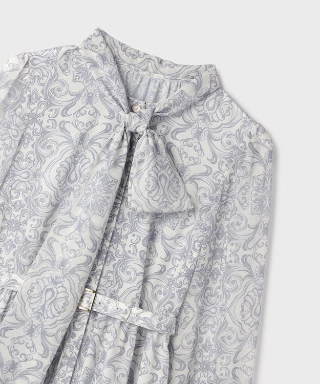 GRACE CONTINENTAL ダマスク柄風プリントワンピース グレー