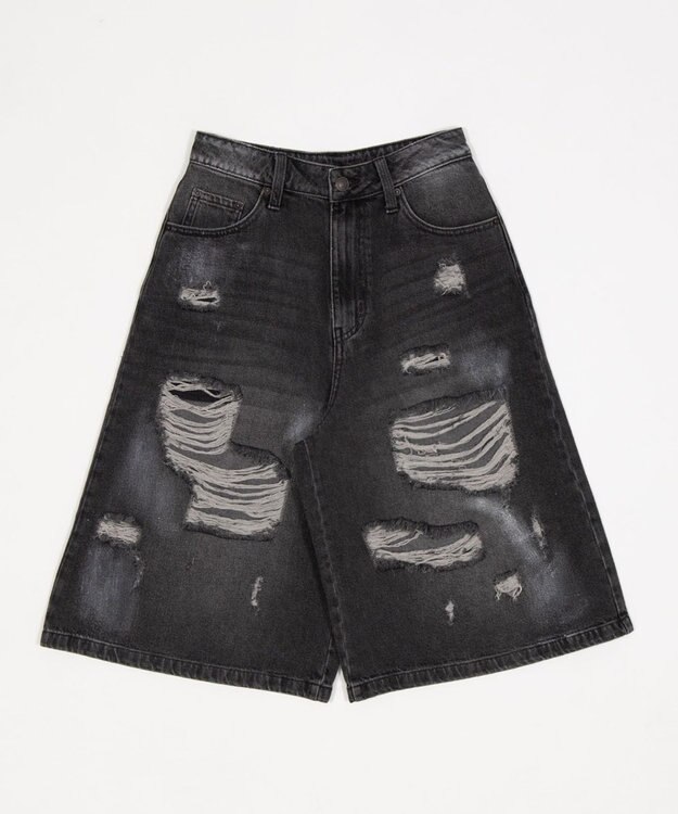 WEGO ダメージデニムハーフパンツ デニムブラックソノタ