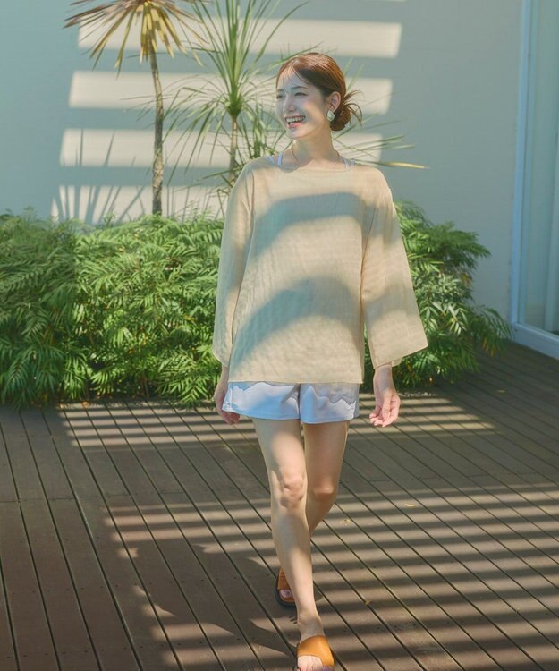 OP／FILA 【Ocean Pacific】シアートップス付き4点セット水着 ベージュ