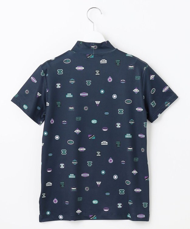 23区GOLF 【WOMEN】【吸水速乾・UVケア】ステッカープリント モックネックシャツ ネイビー系5