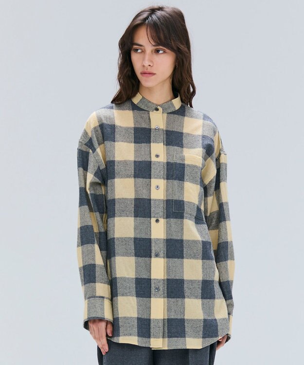 BEIGE， HOBBS / ウールチェックカシュクールブラウス L.Mustard ×Md Gray