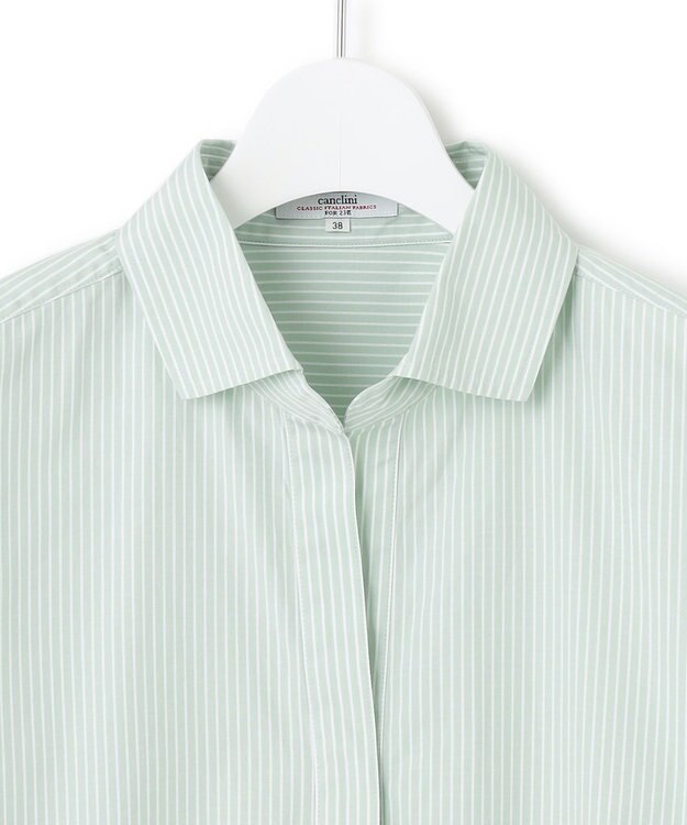 23区 【Oggi4月号掲載/洗える】CANCLINI スキッパー シャツ [WEB限定]ミントストライプ