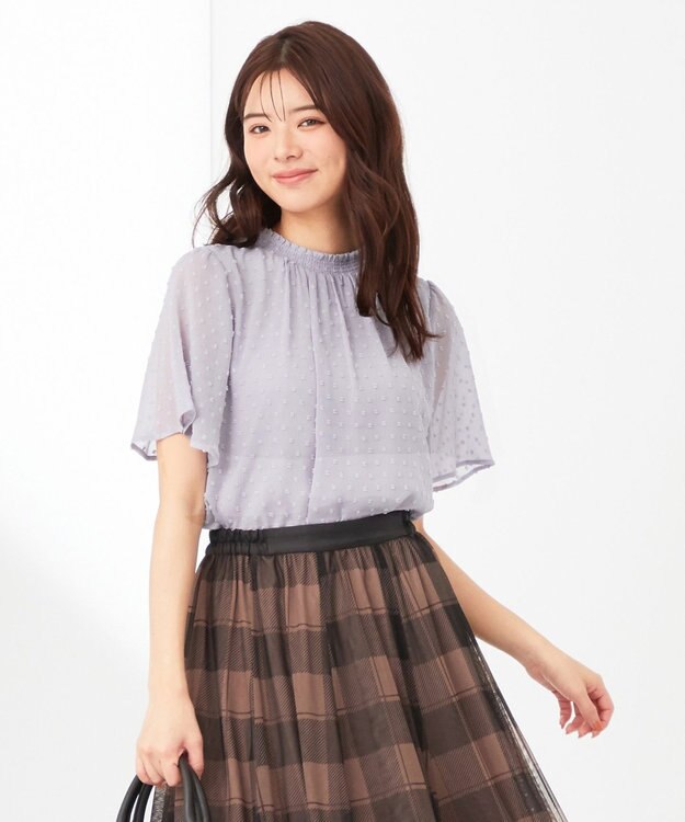 ANY SIS L 【美人百花6月号掲載】カットドビー ブラウス ラベンダー