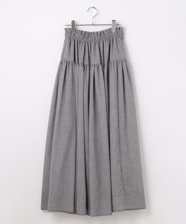 #Newans 【高山都さんコラボ】ダブルギャザーロングスカート グレー
