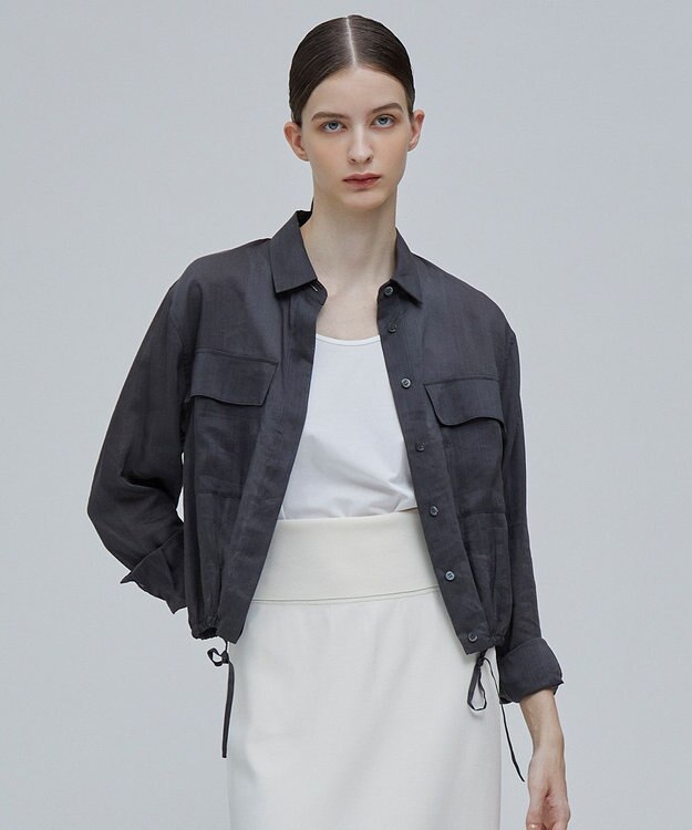 BEIGE， PAULINE / ドローストリングシアーブラウス Slate