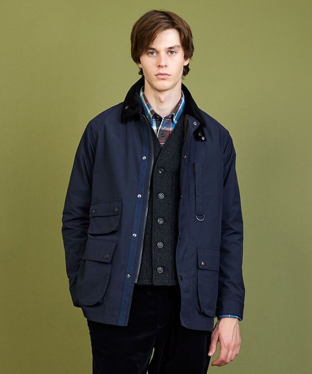 JOSEPH ABBOUD MOUNTAIN 【軽量/ワックスコーティング・テ―ム・ヤルビー氏コラボ】ワックスクロス プリント ブルゾン ネイビー系