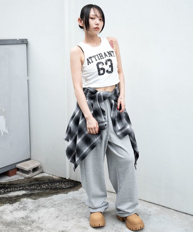 WEGO チェックBIGネルシャツ ブラック