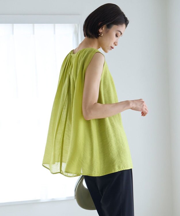 UNFILO ヴィンテージシアー プリーツブラウス イエロー