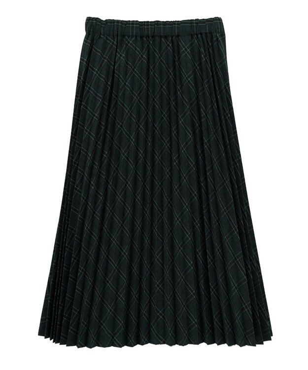 earth music&ecology プリーツミディスカート Check Green