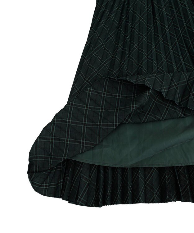 earth music&ecology プリーツミディスカート Check Green