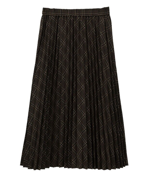 earth music&ecology プリーツミディスカート Check Brown