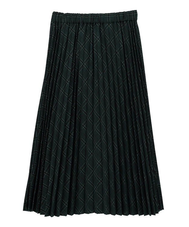 earth music&ecology プリーツミディスカート Check Green