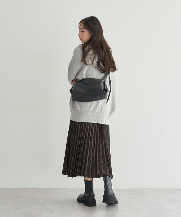 earth music&ecology プリーツミディスカート Check Brown