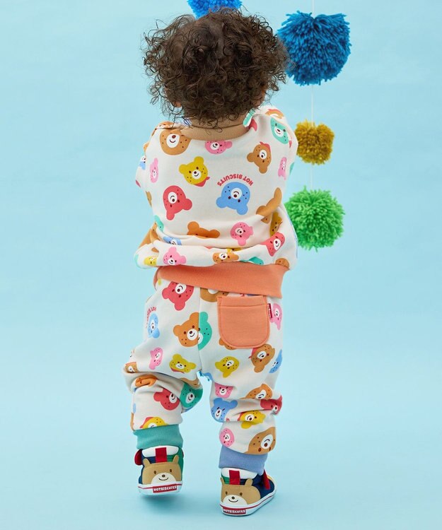 MIKI HOUSE HOT BISCUITS 【80-120cm】カラフルビーンズ 総柄 裏毛パイル素材 トレーナー マルチカラー