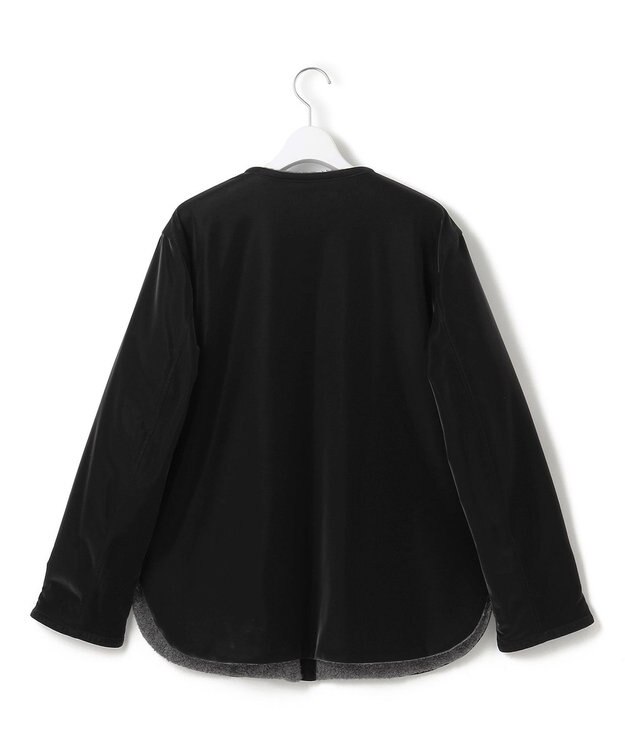 ICB 【リバーシブル着用可能】 ラミネートパイルキルト ミドル丈コート チャコール系