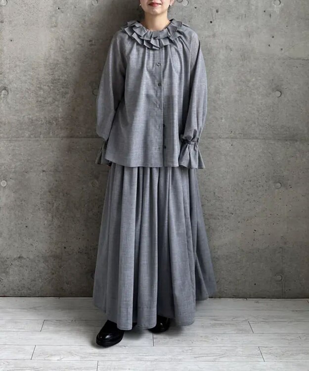 #Newans 【LEE掲載アイテム】【前後着用可能】ビッグカラー２WAYブラウス グレー