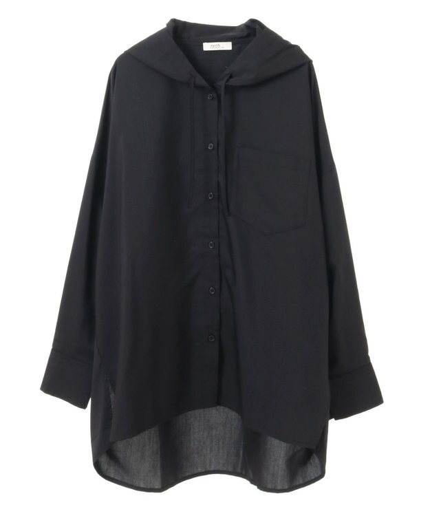 earth music&ecology フーディーシャツ Black