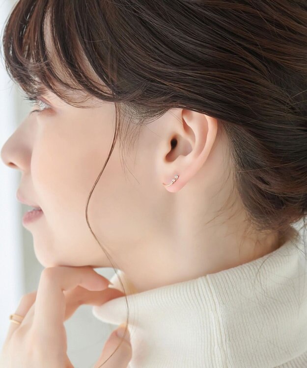 Phoebe 【K10】ラインビジューピアス&イヤリング ゴールド