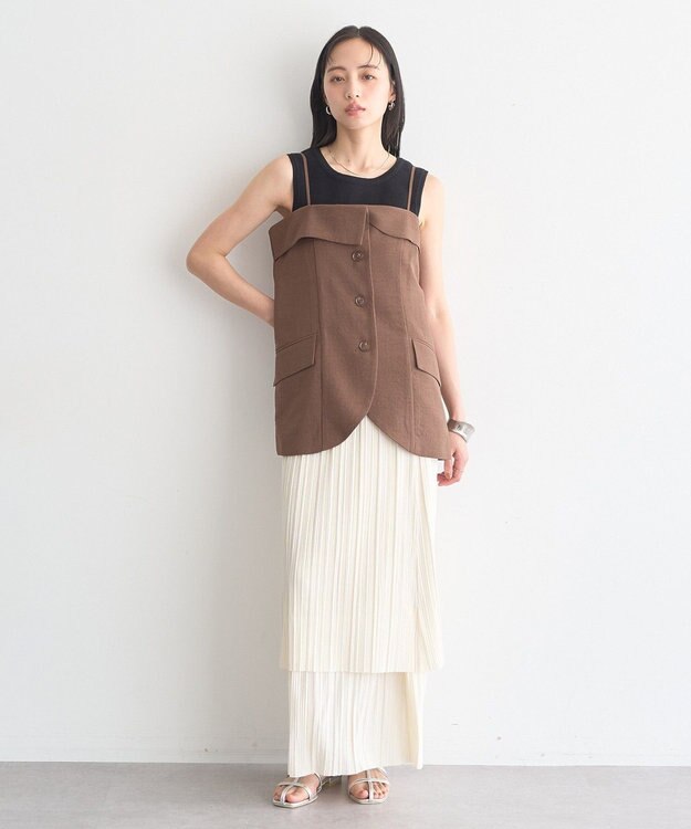 earth music&ecology 【セットアップ対応】フラップボタンビスチェ Brown