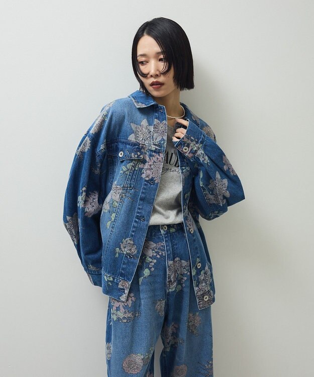 Green Parks ・SUGAR SPOON フラワーptオーバーGジャン Indigo