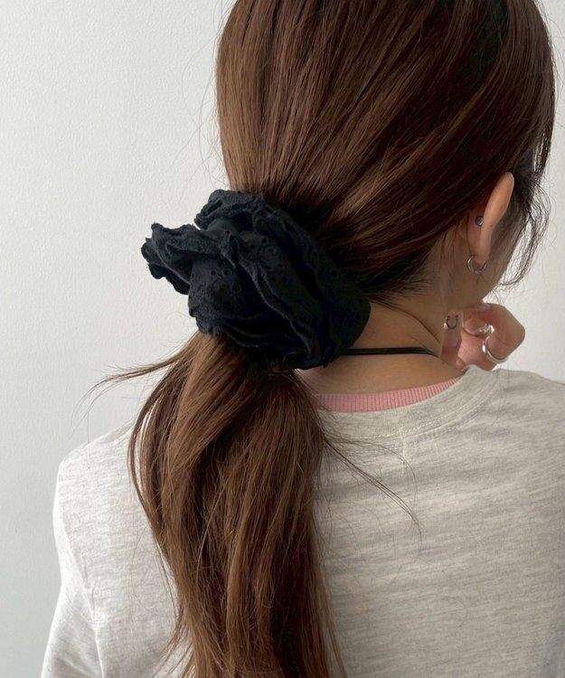 WEGO Lコットンレースシュシュ ブラック