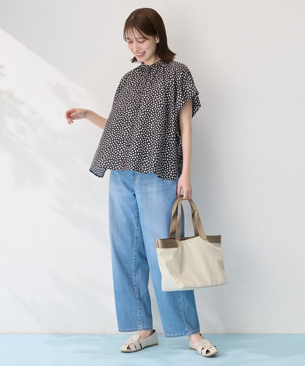 ANY スクエアプリントシャツ ブラックベース×アニマル柄