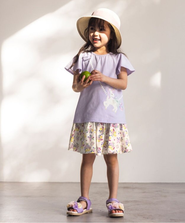 ANY KIDS 総柄スカパン ホワイト系×フルーツ