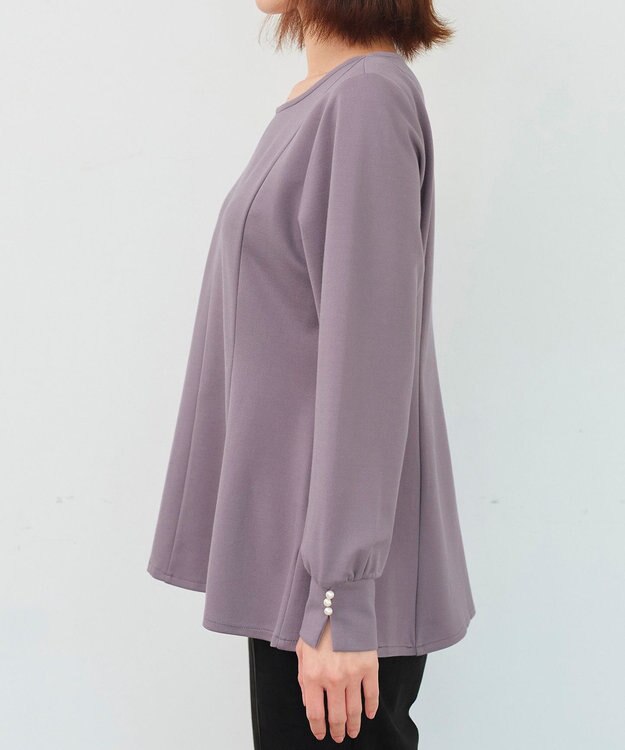 Tiaclasse 【洗える】袖パールポンチフレアトップス ラベンダー