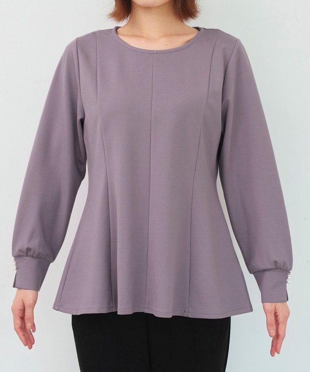 Tiaclasse 【洗える】袖パールポンチフレアトップス ラベンダー