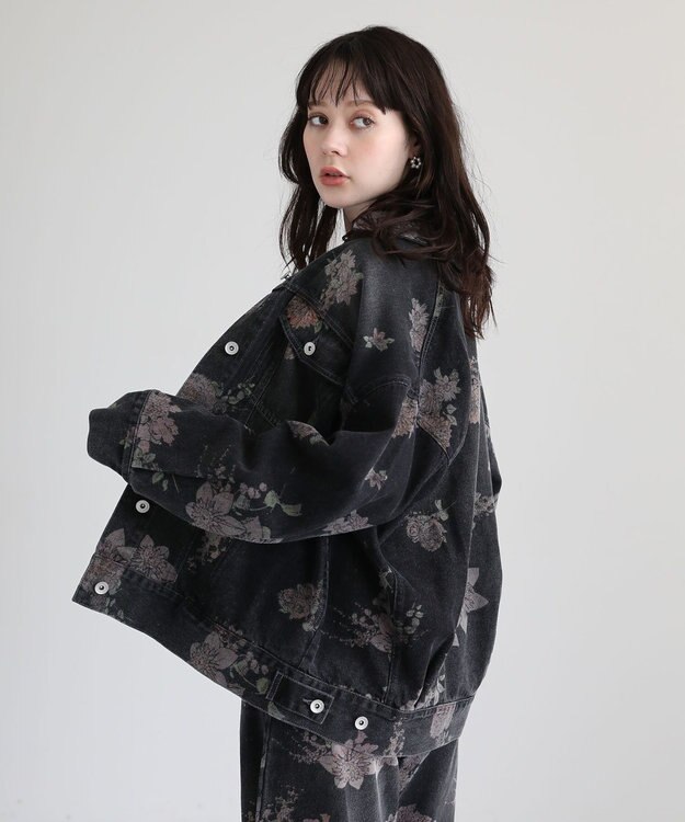 Green Parks ・SUGAR SPOON フラワーptオーバーGジャン Black