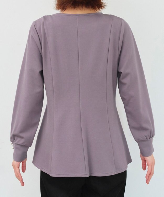 Tiaclasse 【洗える】袖パールポンチフレアトップス ラベンダー