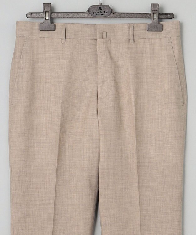GOTAIRIKU ロングセラー【洗える/折り目加工/シワになりにくい/ウエストアジャスター】ウォッシャブル サマーウール100％パンツ_限定色(ノータック)23/24年モデル ベージュ系