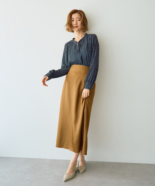 YECCA VECCA シャイニーロングスカート Mocha