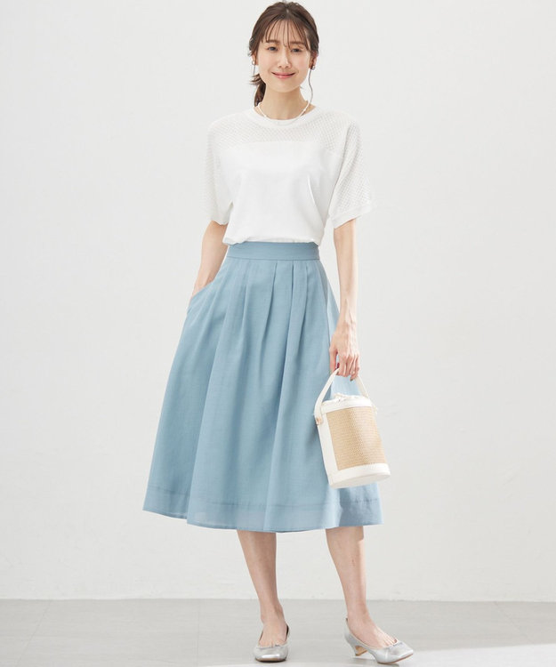 組曲 【WEB限定】メッシュ切り替えドルマン ニット アイボリー系