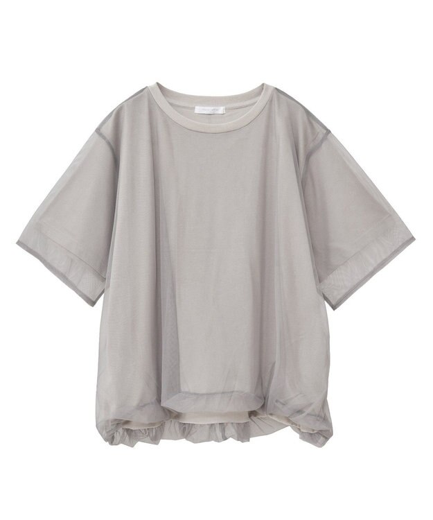 Green Parks チュールドッキングバルーン５分袖プルオーバー Off White