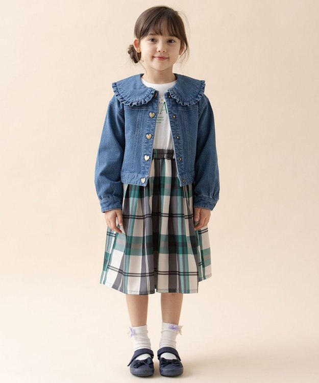 ANY KIDS フリル 襟付き デニム ジャケット デニムブルー