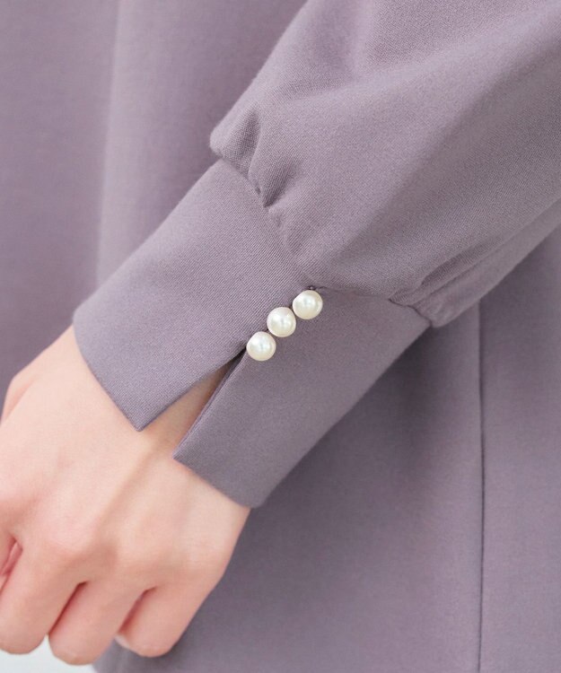 Tiaclasse 【洗える】袖パールポンチフレアトップス ラベンダー