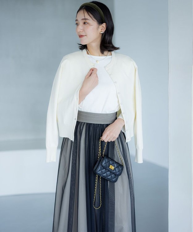 組曲 【洗える・6色展開】Elenaベーシックニット カーディガン アイボリー系