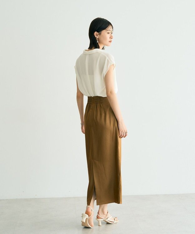 YECCA VECCA シャイニーロングスカート Mocha