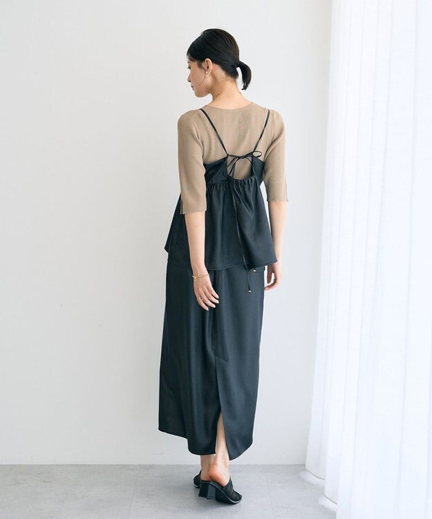 YECCA VECCA シャイニーロングスカート Mocha