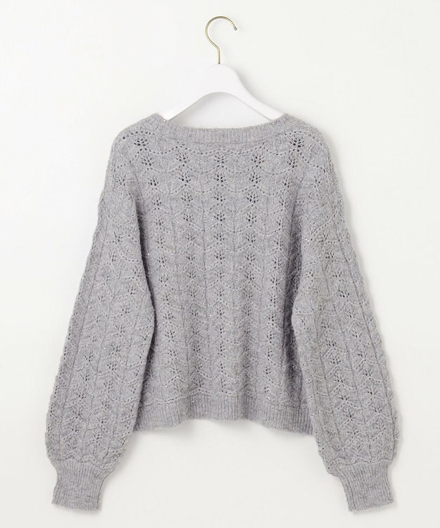 ANY SIS 【洗える】透かし編みスパンコール ニット ライトグレー
