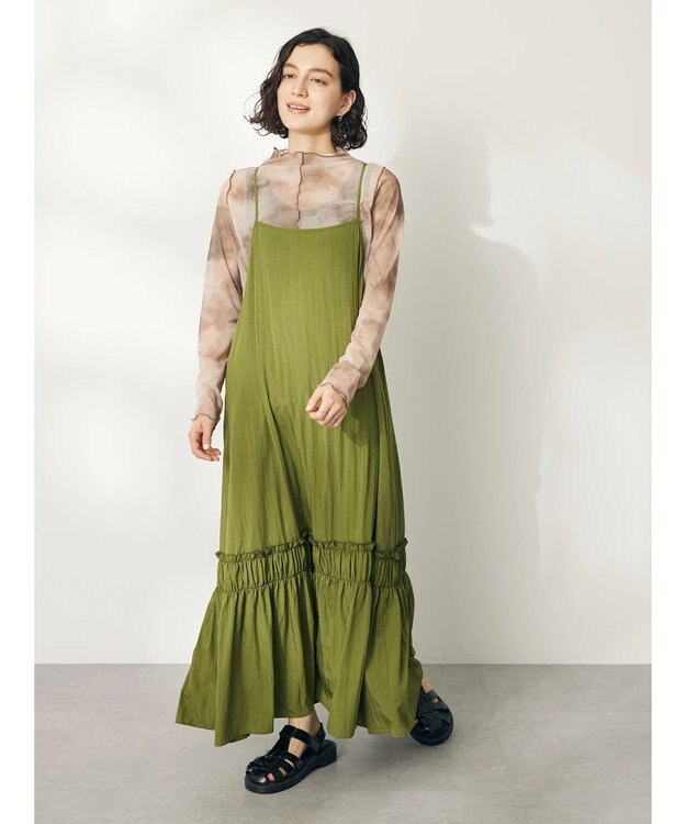 CRAFT STANDARD BOUTIQUE 切替ティアードキャミワンピース Khaki