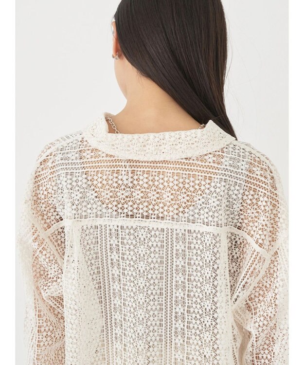 earth music&ecology レースショートシャツ Off White
